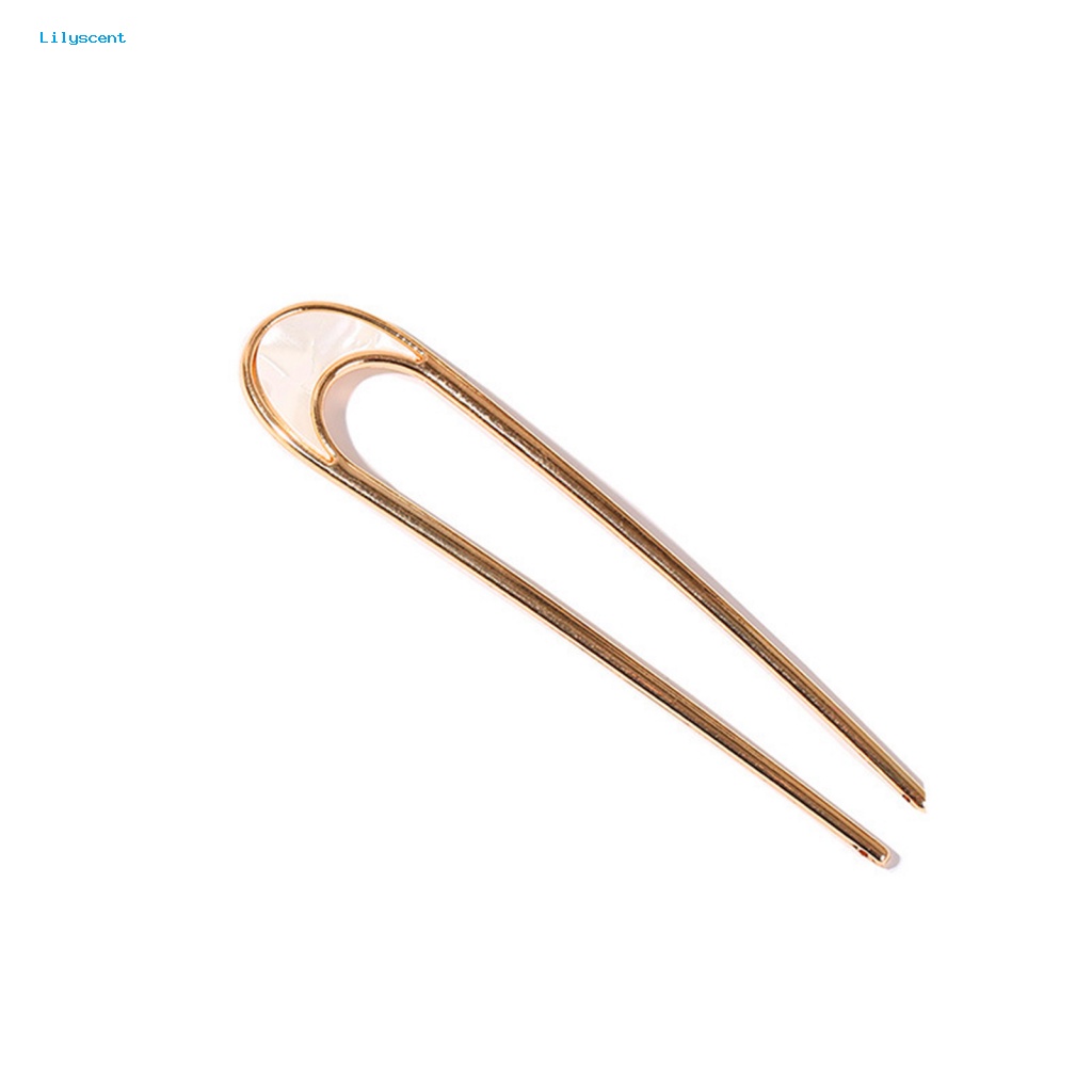 Lilyscent Hiasan Kepala Hair Pin Aksesoris Rambut Sederhana Bentuk U Shell Hair Bun Stick Arc Curved