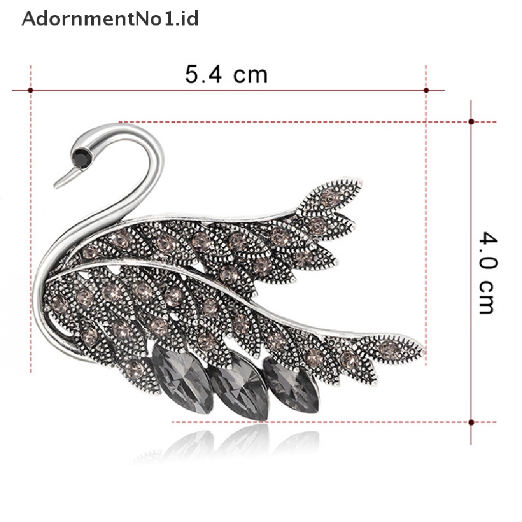 [AdornmentNo1] Retro Fashion Zirkon Kristal Swan Bros Pin Elegan Perhiasan Wanita Elegan Hewan Pin Aksesoris Pesta Mantel Perhiasan [ID]