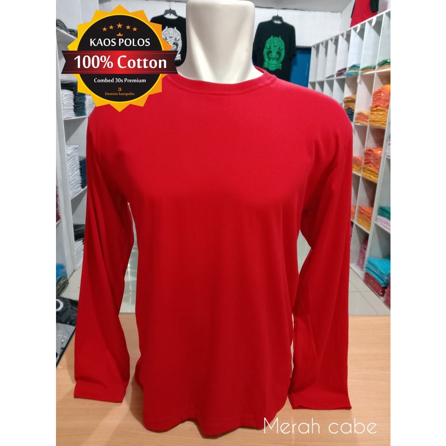 Jual Kaos Polos Lengan Panjang Cotton Combed 30s Merah Cabe Shopee