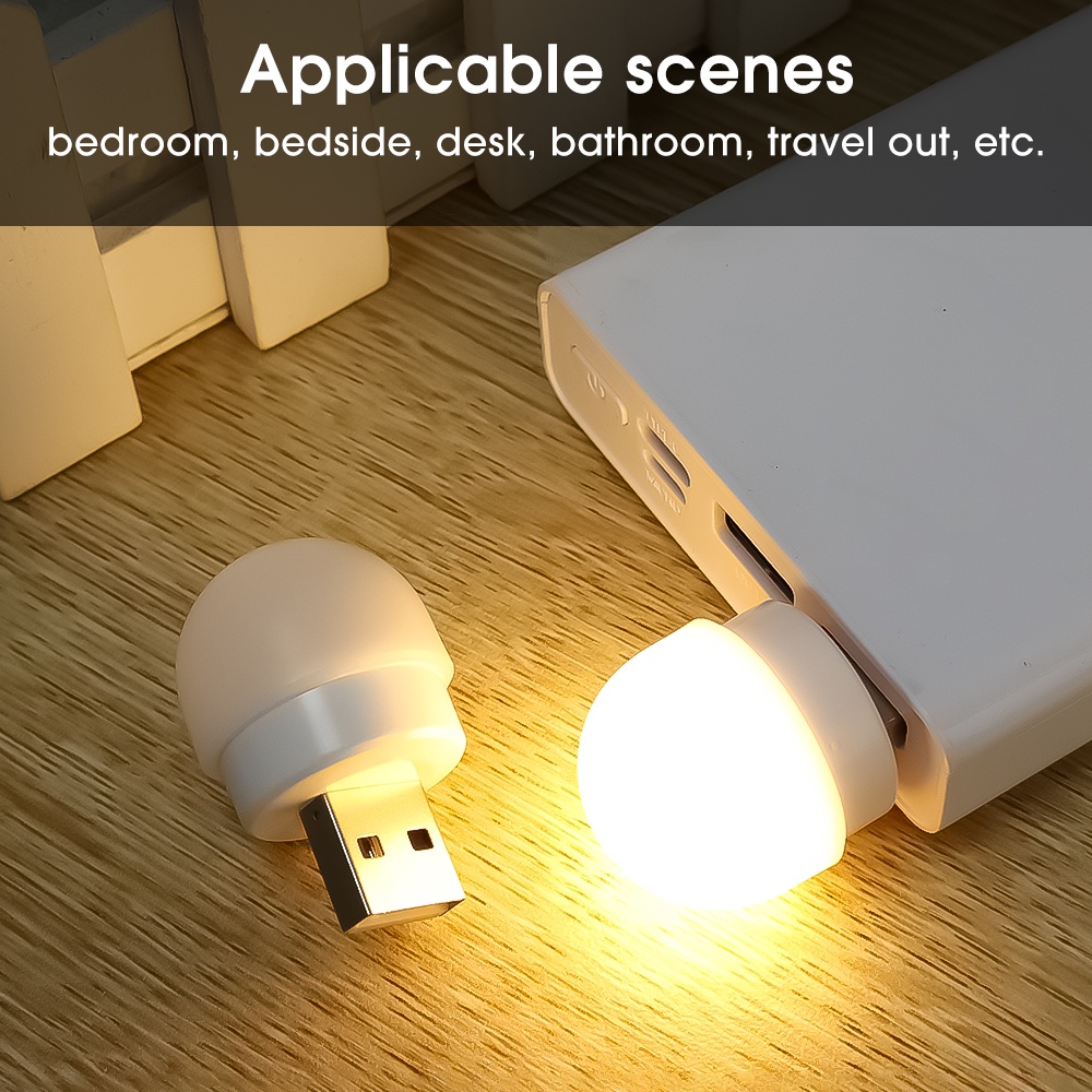 [Harga Grosir] Pelindung Mata Lampu Baca Diam LED Lampu Malam Mini Portable Lembut Cahaya Hemat Energi Lampu Tidur USB Plug Scene Lighting Untuk Kamar Tidur Koridor Camping