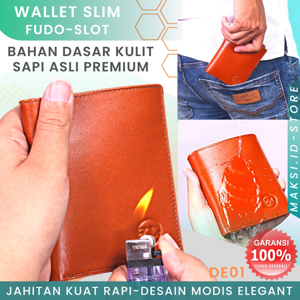Dompet Uang Kertas Koin Kulit  Dompet Kartu Lipat Kulit Sapi Asli  KULIT Kualitas Terbaik DE01