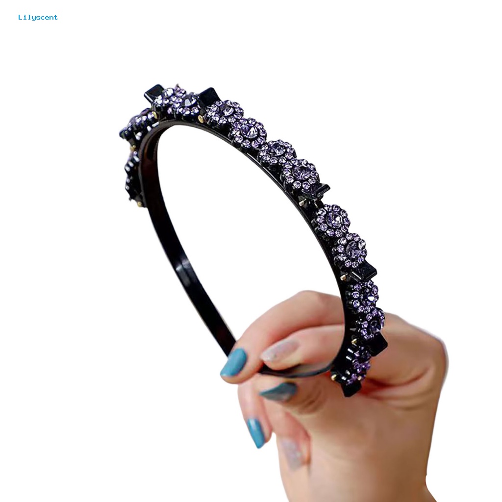 Lilyscent Reusable Clip Headband Aksesoris Rambut Panjang Rambut Pendek Styling Rambut Rhinestones Headband Shiny