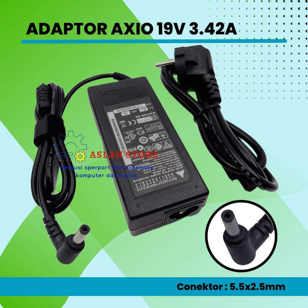 ORIGINAL Adaptor Adapter Charger Casan Axioo Zyrex (DELTA) 19V - 3.42A