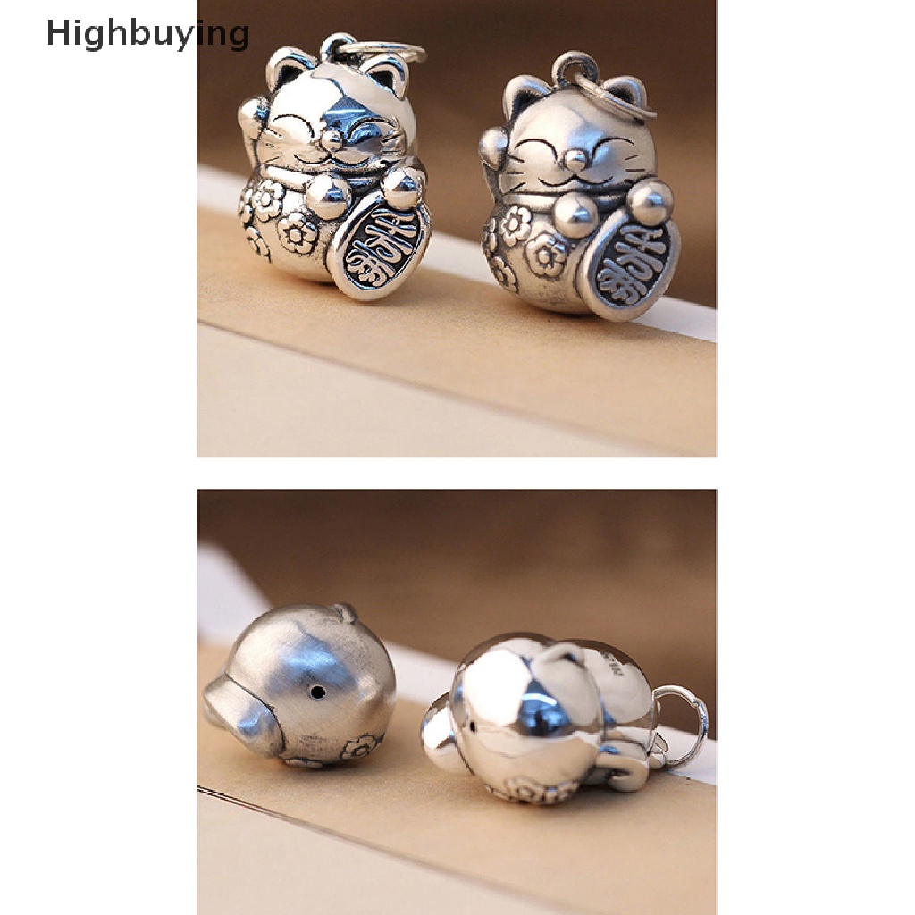 Hbid Vintage Titanium Silver Matte Fortune Cat Ch Kualitas Tinggi Fancy Ornamen Liontin DIY Membuat Perhiasan Kalung Good Luck Kucing Pendant Glory