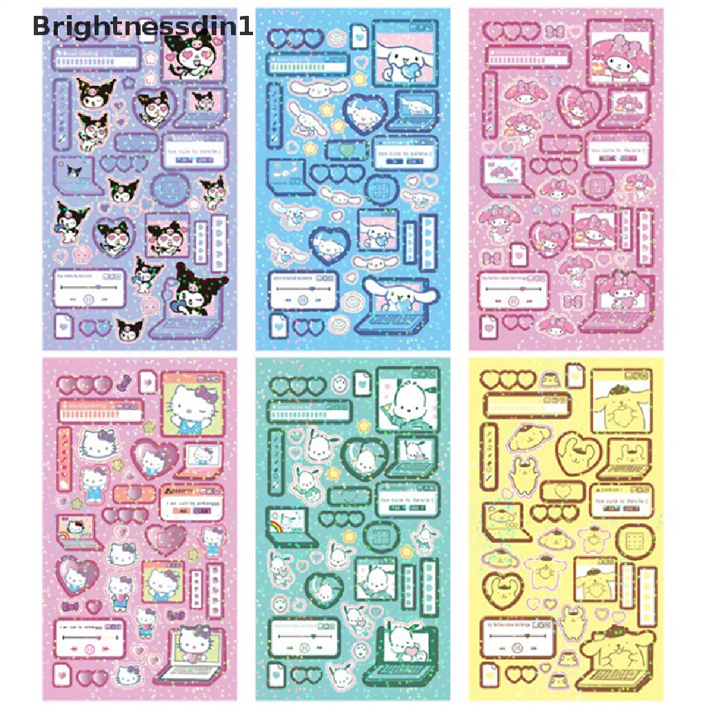 [Brightnessdin1] Sanrio Sticker Cinnamoroll Kuromi My Melody Hello Kitty Pachacco Pompompurin Dekorasi Stiker Planner Japanese Diary Boutique