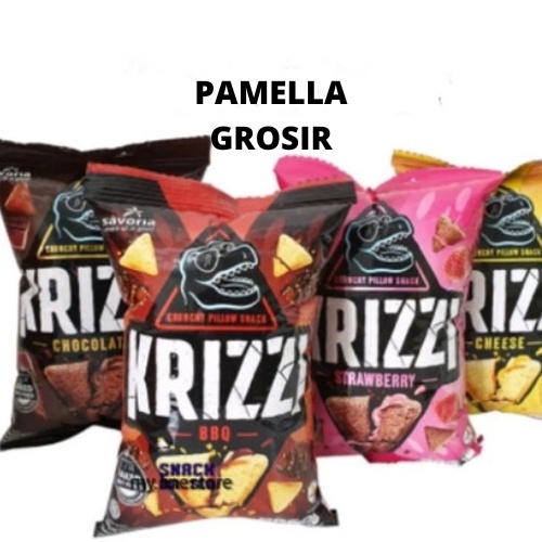 KRIZZI PILLOW 55gr CHOCOLATE/STRAWBERRY/CHEESE/BBQ  SNACK makanan ringan jajanan cemilan camilan ped