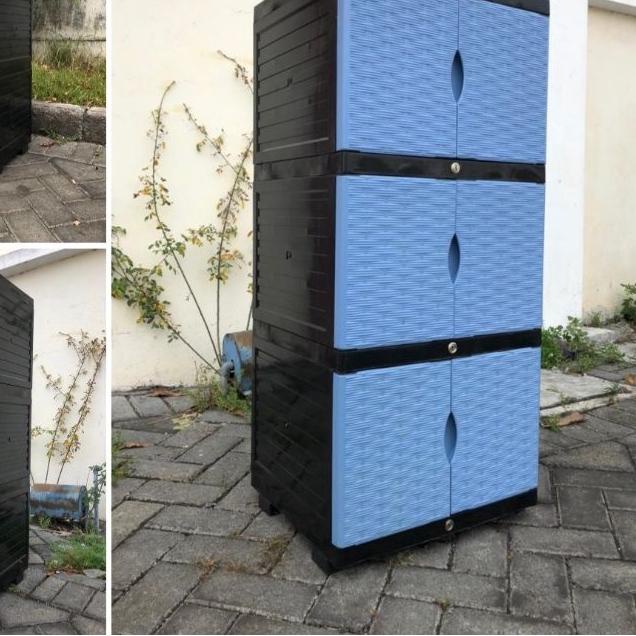 ➺ LEMARI PLASTIK/LEMARI PAKAIAN 3 SUSUN MOTIF ROTAN/LEMARI PLASTIK MINIMALIS ➴