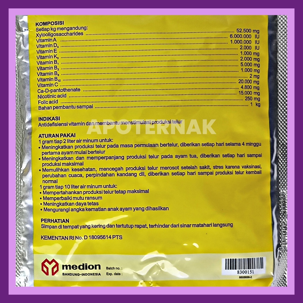 EGG STIMULANT 250 gr | Vitamin Pemacu Pemicu dan Peningkat Produksi Telur Ayam dan Unggas Lainnya | MEDION