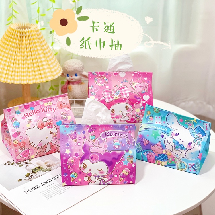 TEMPAT TISU SANRIO / COVER TISSUE WATERPROF / TEMPAT TISSU PU LEATHER /  TEMPAT TISSU CINNAMOROLL/ KUROMI/ MELODY