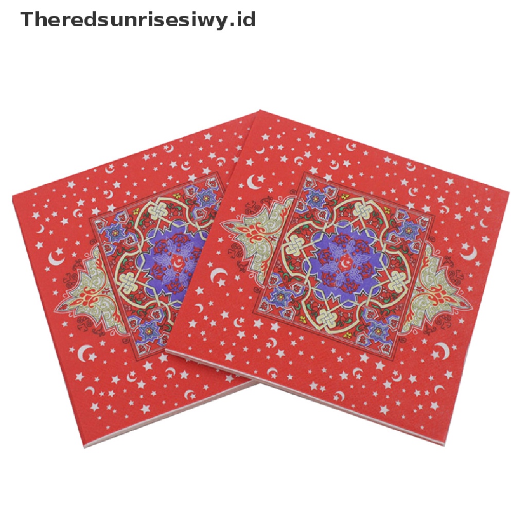 # Baju Lebaran # 20pcs/pack Dekorasi Ramadhan Eid Mubarak Printed Holiday Napkin Tissue Wajah~