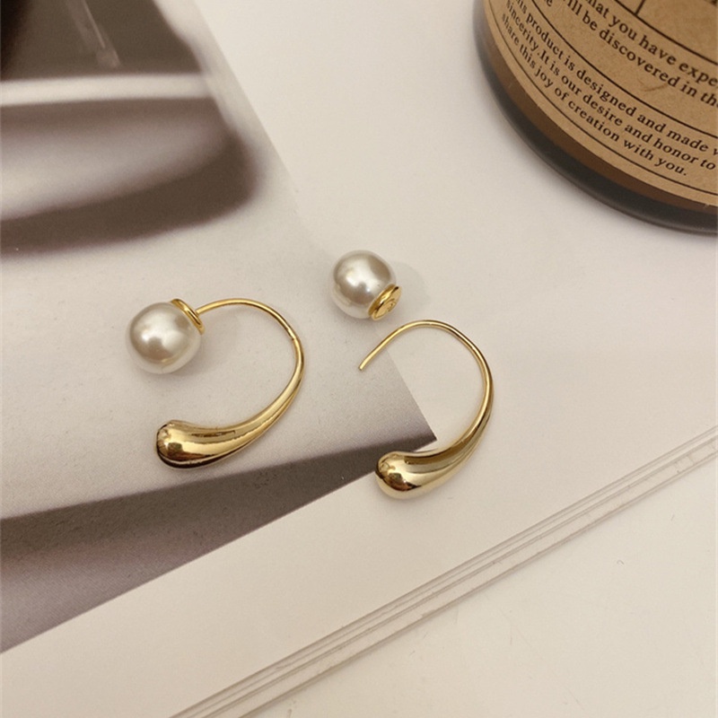 Alloy Kasual Earrings Studs Earrings Gadis Indah Bulat Anting Mutiara Ladies Water Drop Shape Earrings Korea INS Sederhana Wanita Perhiasan Pesta Elegan Pribadi Perancis