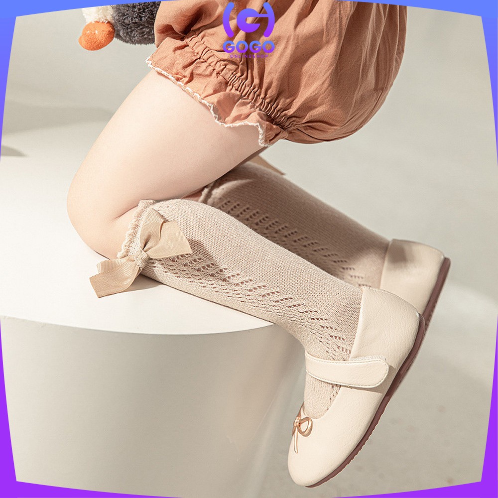 GOGO-P304 Kaos Kaki Panjang Anak Perempuan Model Pita Lucu Anti Slip / Kaus Kaki Bayi Korea Bahan Lembut Ribbon Baby Socks import
