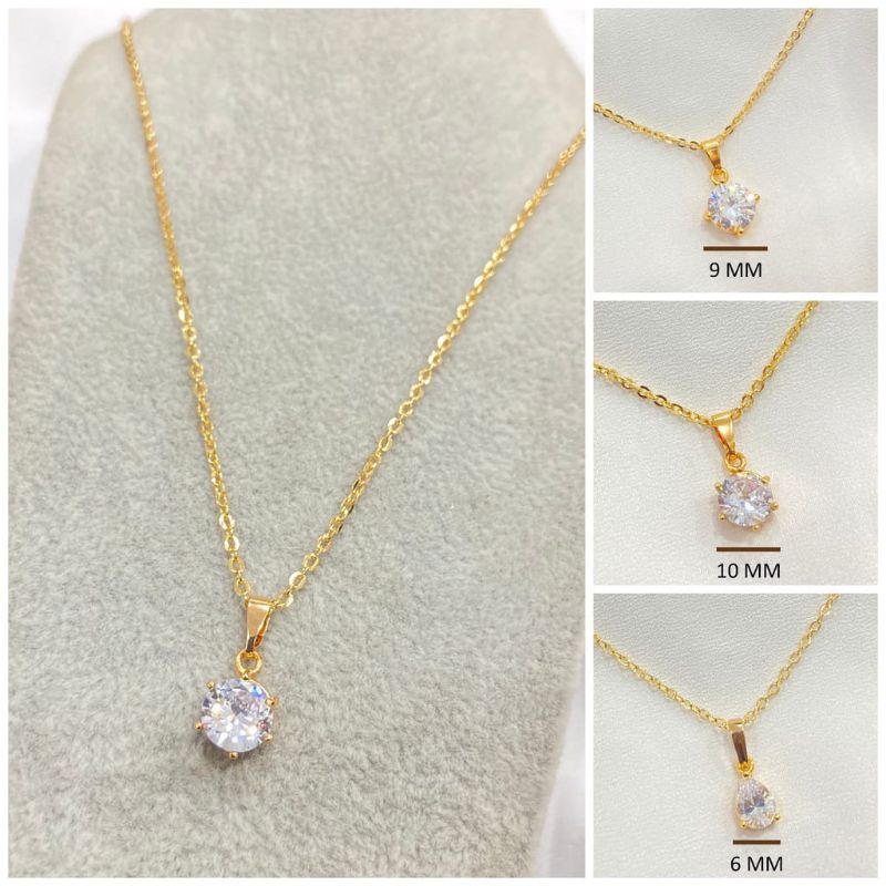 Kalung Xuping Mata Satu Zircon Lapis Emas 1102ab