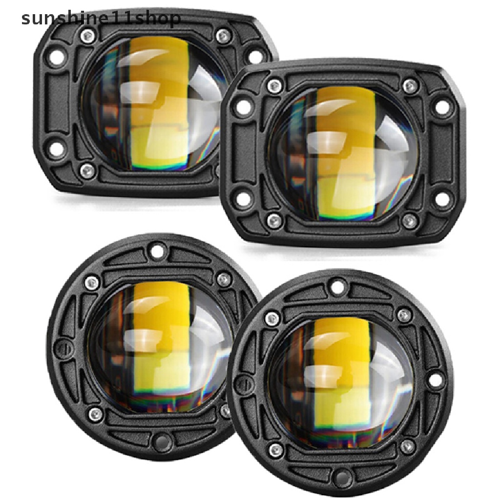 Sho Lampu Kerja Lensa LED 3inch 8D 40W Dual Color 3inch Fog Lamp Driving Beam Square N