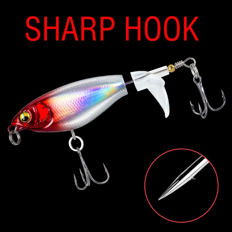 5warna Umpan Pancing Topwater 1PCS 7.5/9.5cm Plastik Berputar Ekor Ikan Kecil Pintail Bass Lures 3D Mata Whopper Plopper Dengan 2kait Treble Aksesoris Memancing