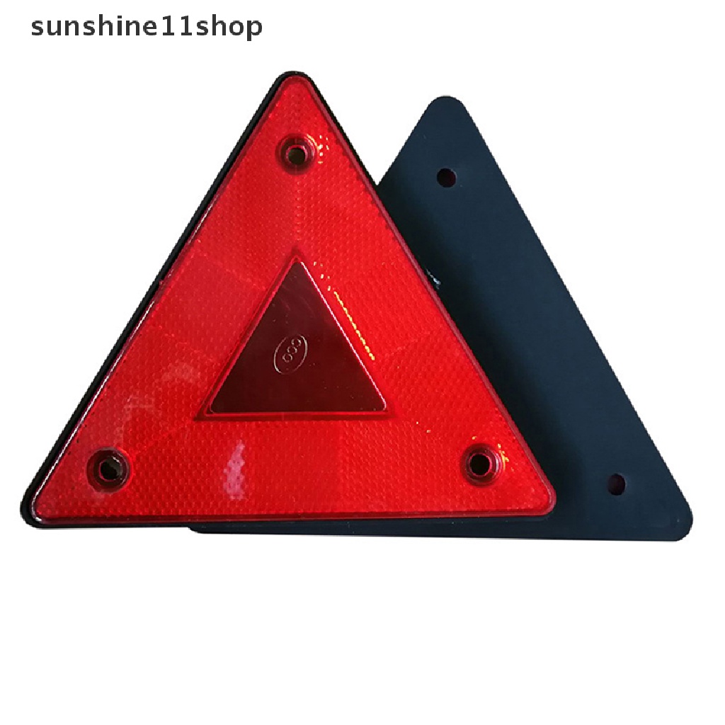 Sho 2pcs Segitiga Peringatan Reflektor Plat Truk Cahaya Belakang Safety Reflektif Sign N