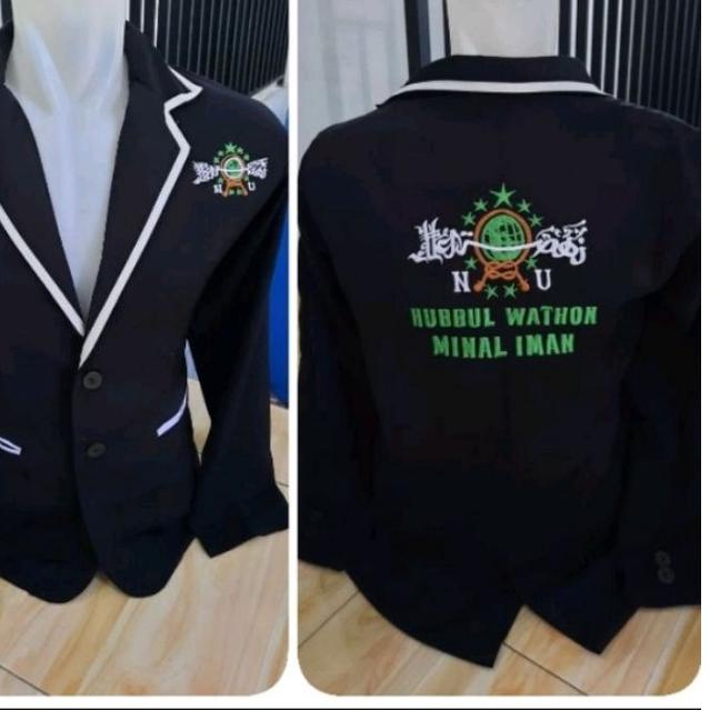 ◊ jas almamater hitam lis putih bordir logo NU ( bisa tambah nama dan logo) ♢