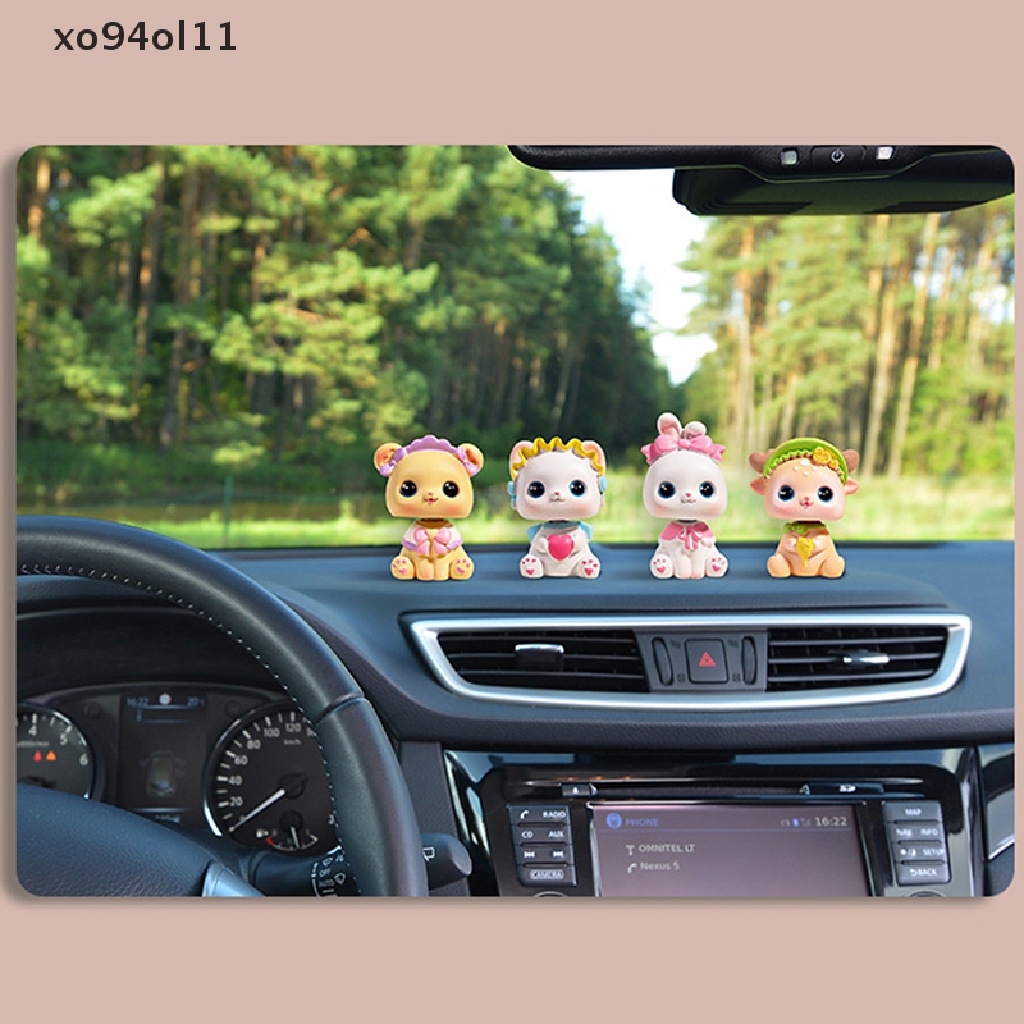 Xo Kartun Hewan Lucu Mobil Goyang Kepala Boneka Resin Ornamen Dekorasi Pesta Hadiah OL