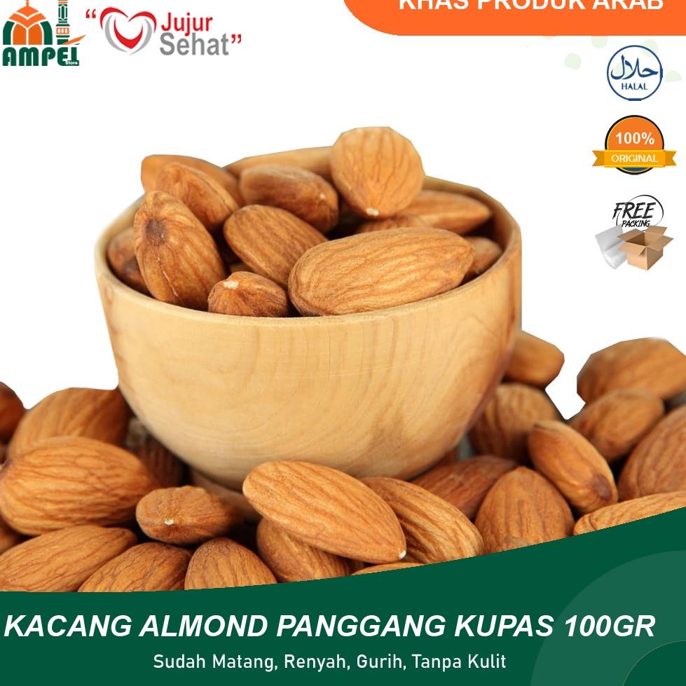 

L94 KACANG ALMOND PANGGANG KUPAS 100Gr Kupas Matang Panggang Roasted PROMO ㆅ