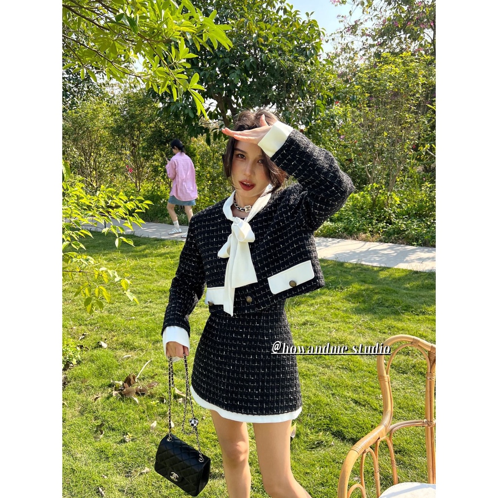 [✅BISA COD] #Sisjuly# Jaket wol mode baru wanita rok pendek setengah badan rok pendek set dua potong