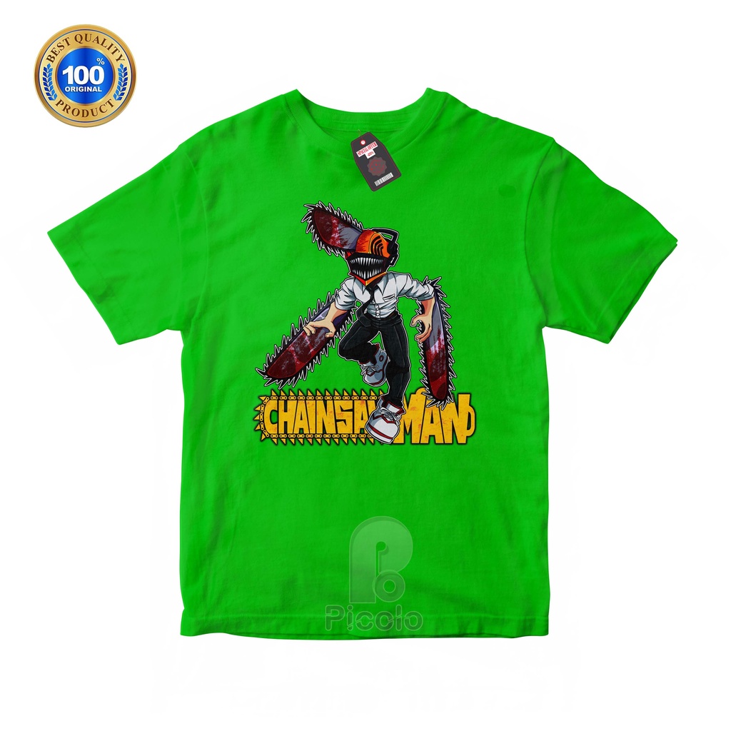 (FREE NAMA) BAJU KAOS ATASAN ANAK MOTIF ANIME CHAINSAW MAN KARAKTER DENJI UNISEX Bahan COTTUN