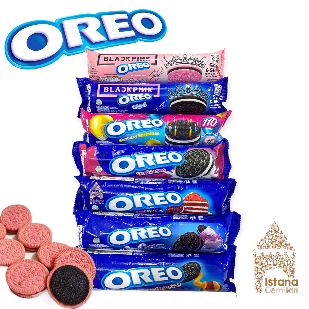 Oreo ROLL Biscuit Cream BLACK PINK / Birthday Sprinkles / Red Velvet / Aneka Pilihan Rasa 123,5 Gram