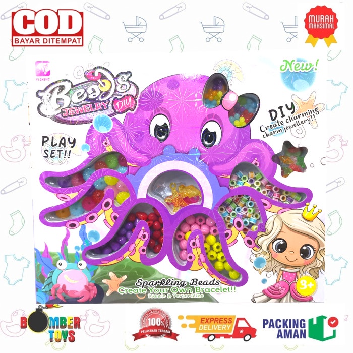 MAINAN ANAK PEREMPUAN DIY CREATIF BEADS BIKIN KALUNG GELANG KADO UNIK