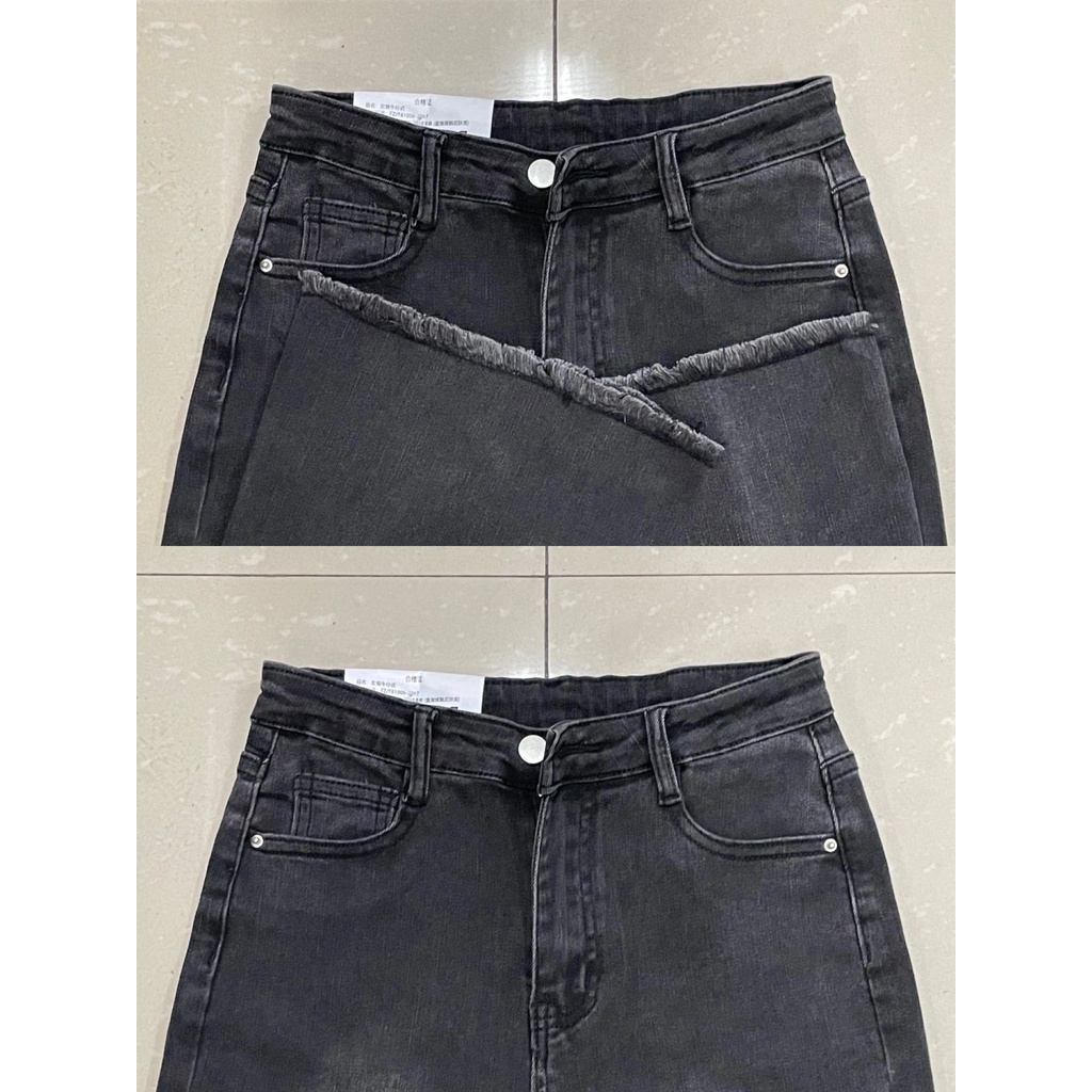 New abu-abu high waist kekinian import jeans stretch wanita(unfinished)