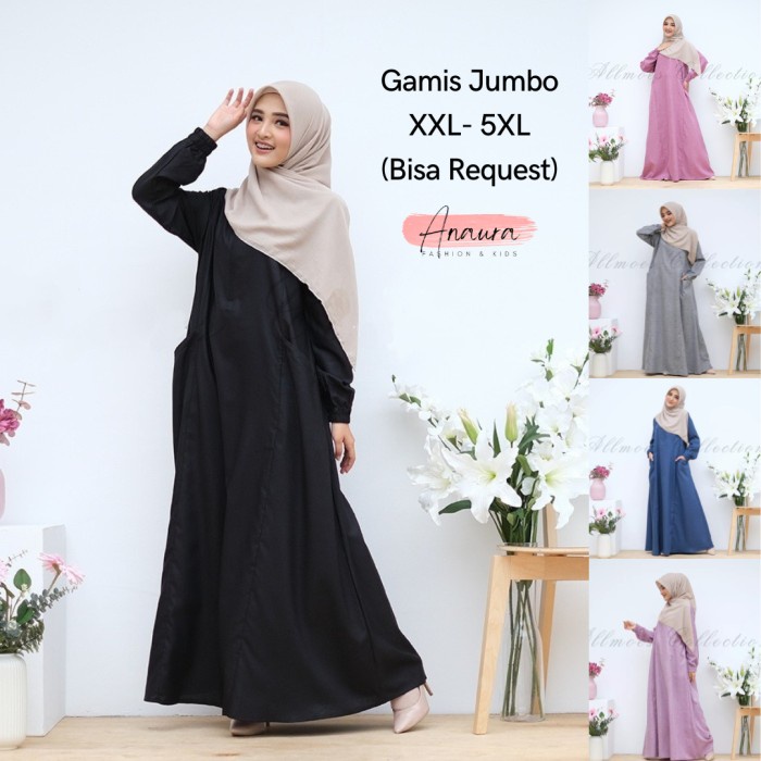 Gamis Jumbo Size Bahan Katun Madina Fodu  Simple & Elegan