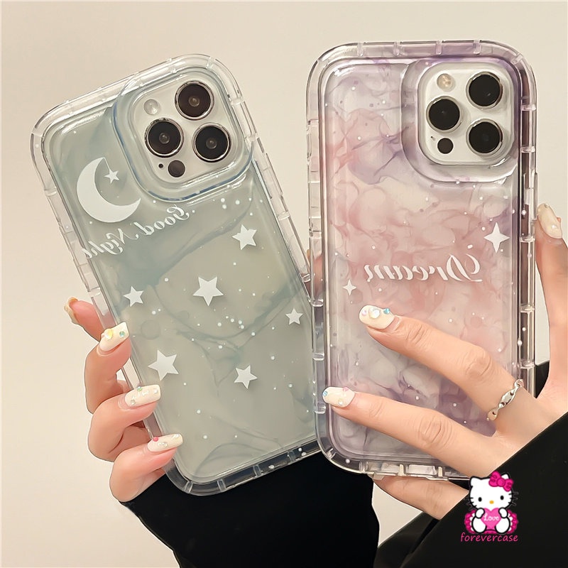 Couple Airbag Case Untuk Realme C25 C21Y C25Y C25s C11 2020 C12 C35 C33 C15 Realme C11 2021 5 6i 5i 5s C20 C20A C3 Fantasi Langit Berbintang Gradasi Bulan Bening Lembut Shockproof Cover