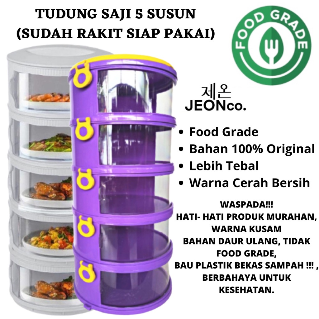 Ready  [COD] Tudung Saji 5 Susun Lebih Tebal Food Grade Cover Multi Layer Praktis Tempat