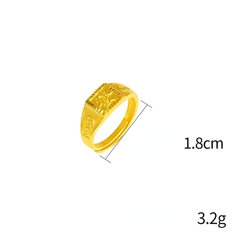 Goldkingdom Perhiasan Fashion 24 K Bangkok Aksesoris Ready Stock Indah Bertekstur Rasa Pria Cincin Yang Dapat Disesuaikan Berlapis Emas Minimalis