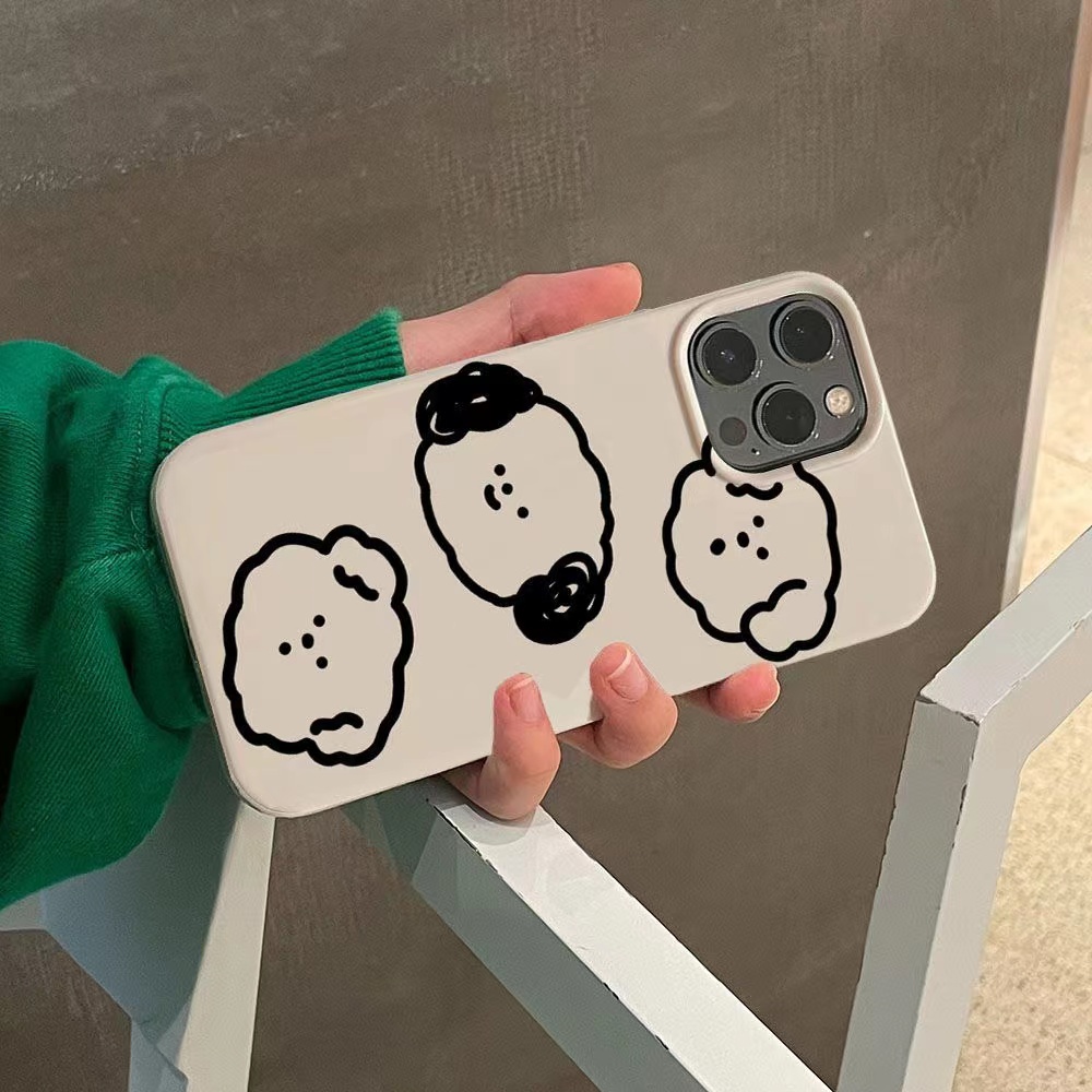 Ins Line Motif Anjing Cocok Untuk Iphone14 14pro 14plus 13 13pro 13prm13mini iPhone 11 12mini 7Plus 8Plus Xr XS 13 12 Pro Max Empat Sudut Casing Ponsel Tahan Guncangan