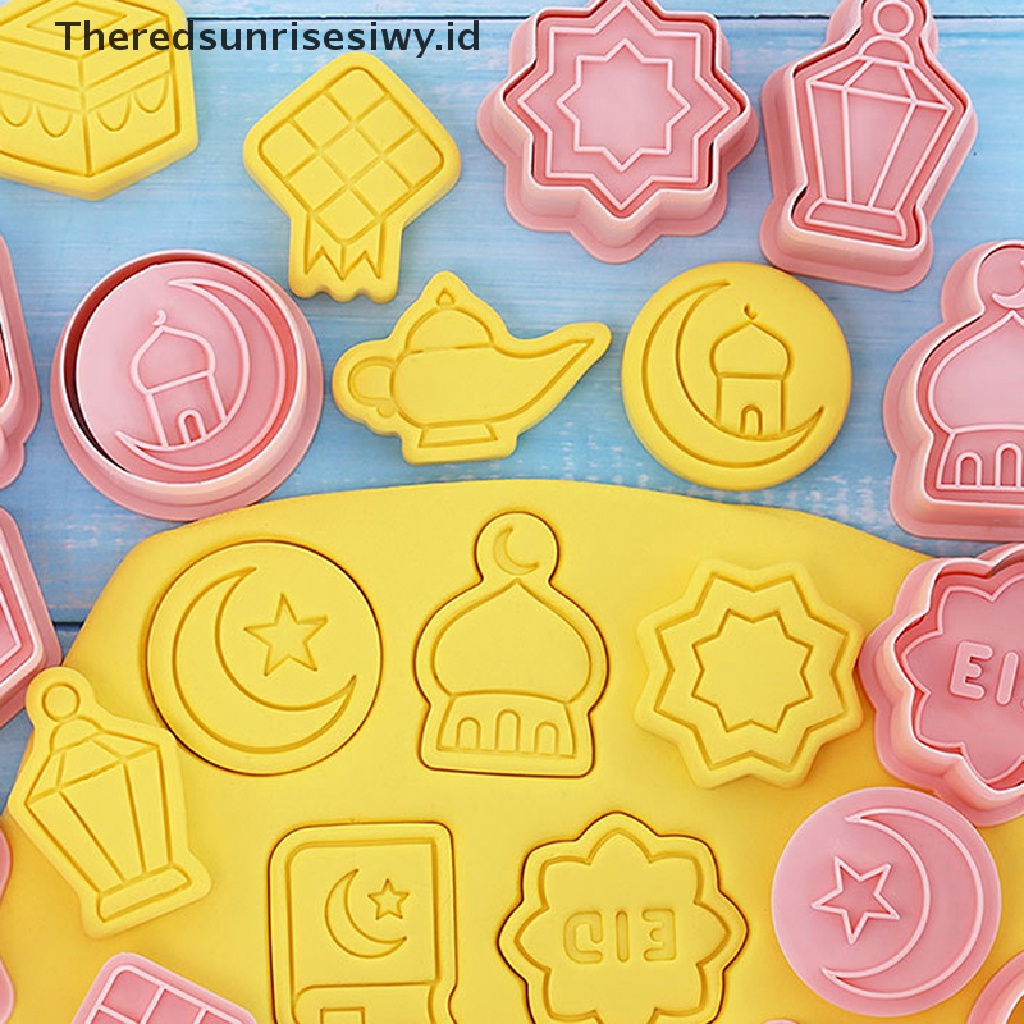 # Baju Lebaran # 10pcs Cetakan Biskuit Eid Mubarak Cookie Cutters Stamp Press Fondant Sugarcraft Alat Baking Dekorasi Ramadhan Rumah Pesta Muslim Islami~