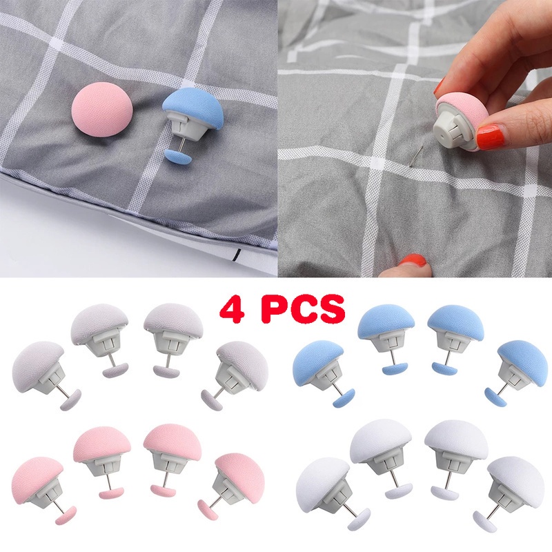 4pcs Holder Bed Bentuk Jamur Pengikat Sprei Non-slip Sederhana Selimut Lembaran Warna Murni Satu Kunci Penutup Klip Quilt Bed Mini Untuk Membuka Fixer Rumah Tangga