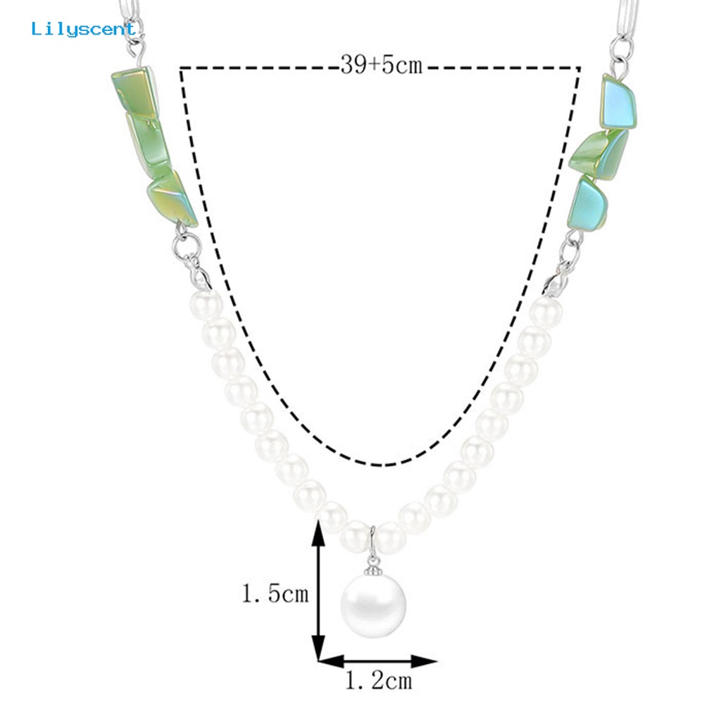 [LS] Wanita Kalung Elegan Temperamen Dapat Disesuaikan All-match Fadeless Dekorasi Hadiah Mutiara Imitasi Perhiasan Rantai Klavikula Giok Imitasi Untuk Pacaran
