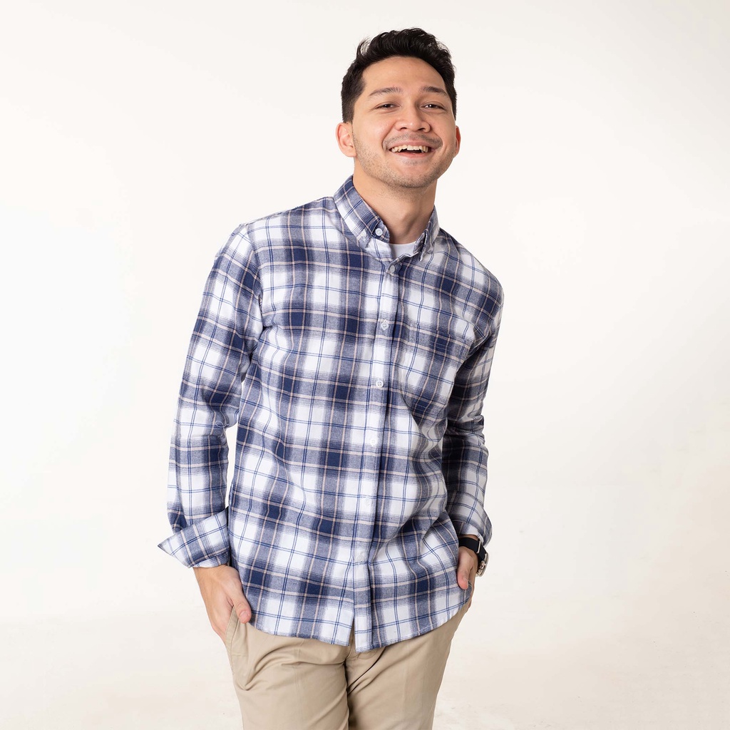 Kemeja Flanel Pria WOODCUTTER Cream Orlando Flannel Shirt Lengan Panjang