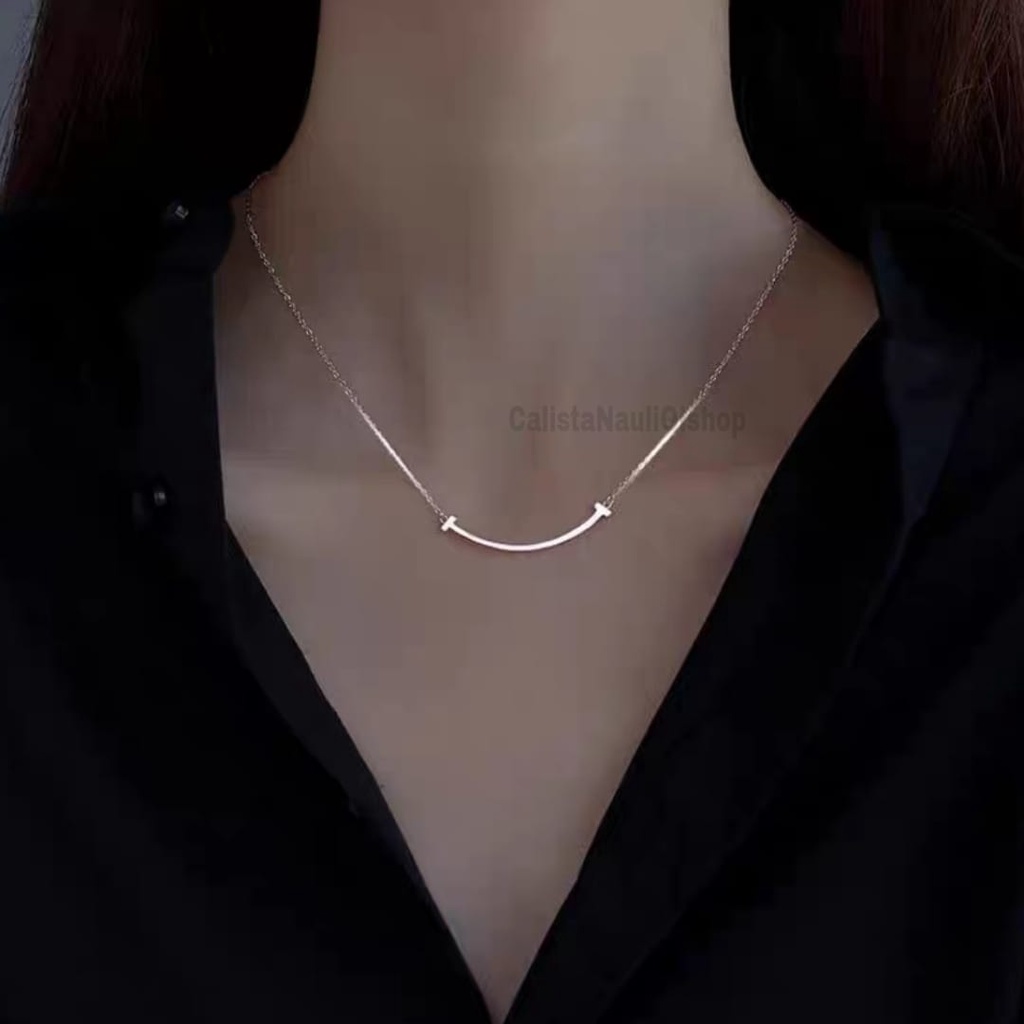 Kalung Titanium Smaile Alus Fashionable Anti Karat Dan Anti Luntur