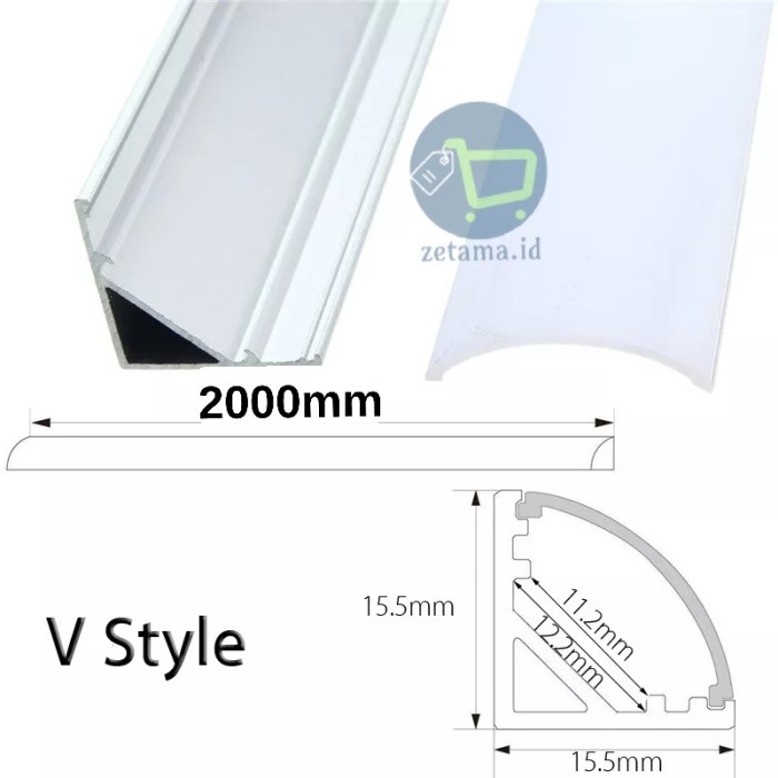 Terlaris Cover Led Aluminium Profile Led Strip Chanel Panjang 2 Meter