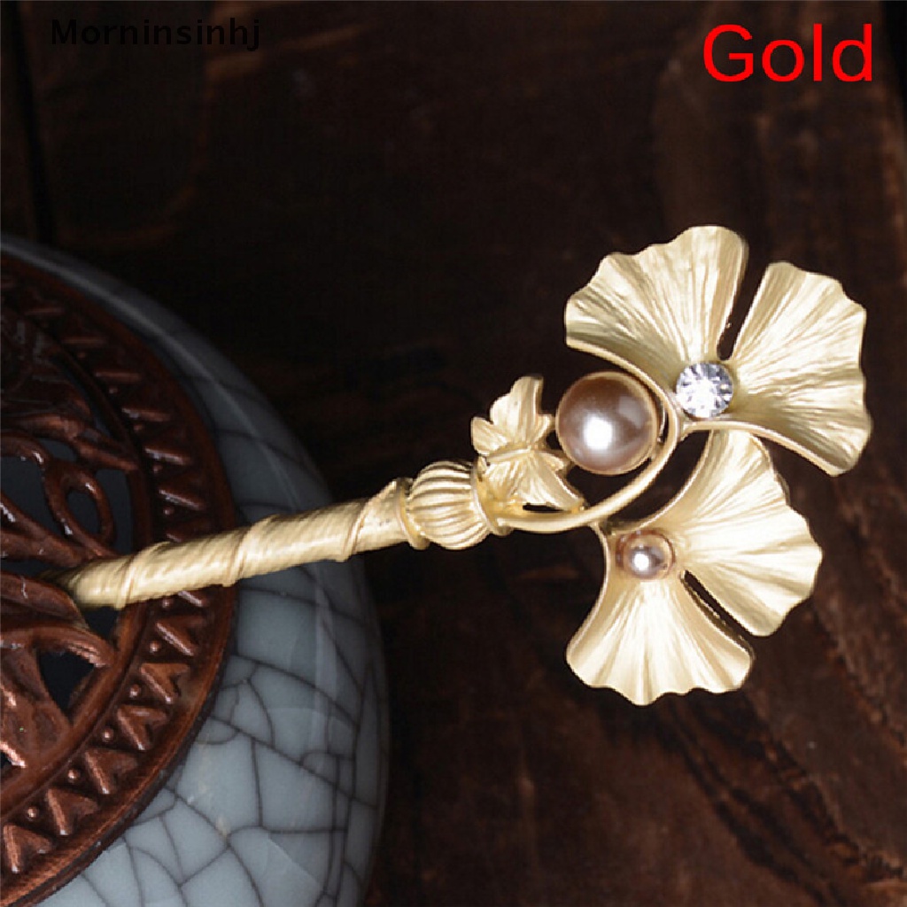 Mornin Fashion Golden Wedding Bridal Mutiara Bunga Daun Rambut Stik Kristal Hair Pin id