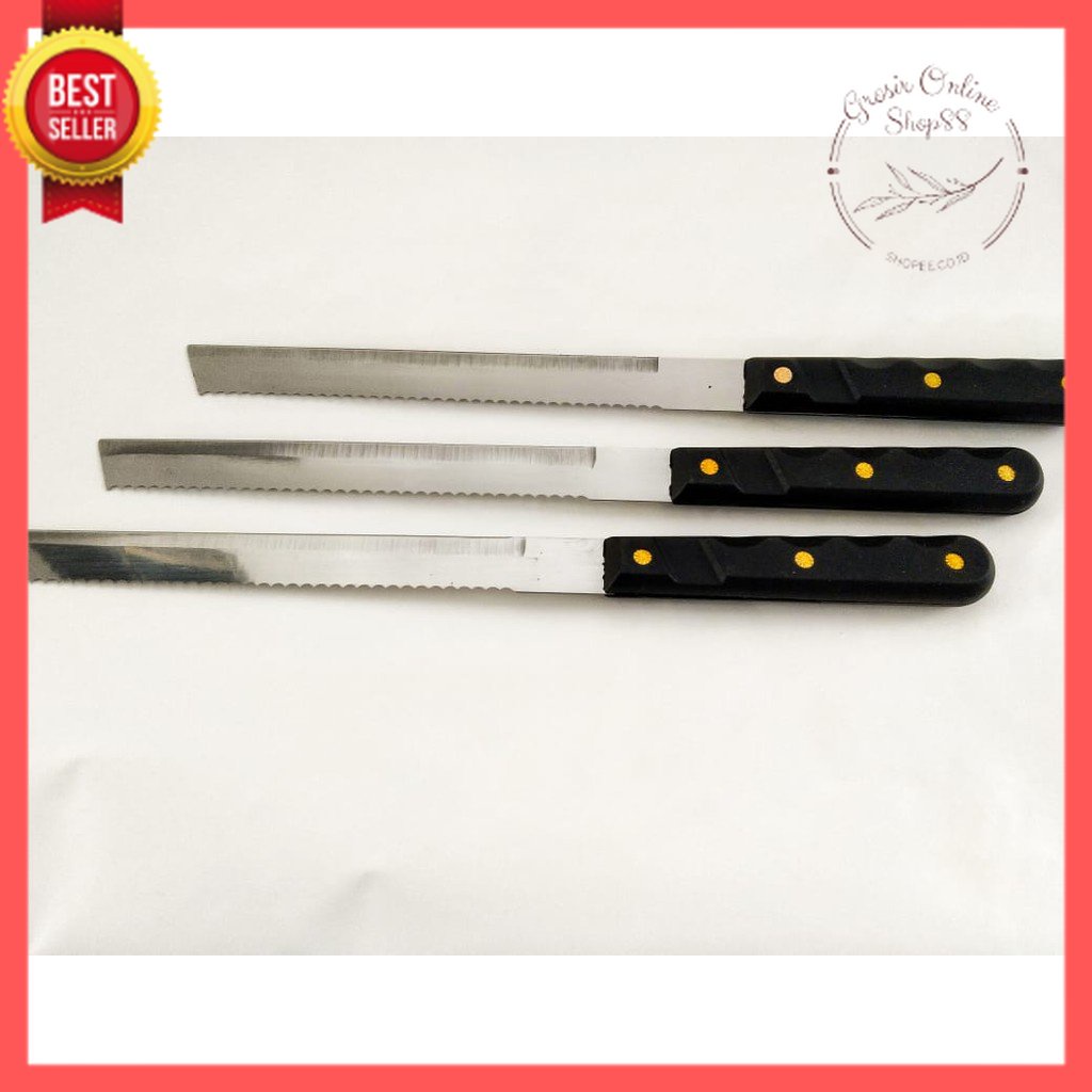 GOS -A210- Pisau Roti 2 Sisi - Bread Cake Knife - Pisau Roti Stainless Steel