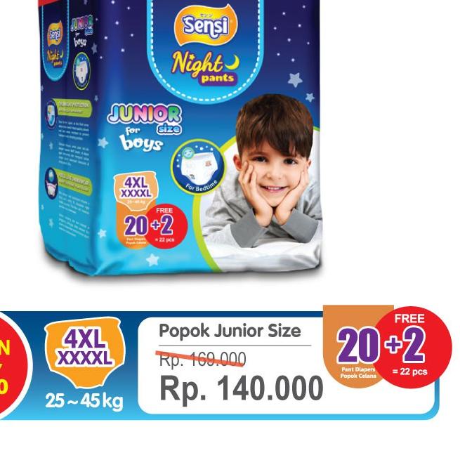 ♦ SENSI NIGHT PANTS BOYS 4XL20 - Popok Junior ♖