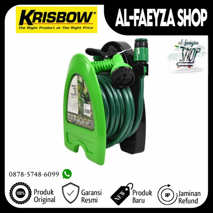 Selang Krisbow Selang Taman / Selang Air 10 Meter Degan Penggulung - Green