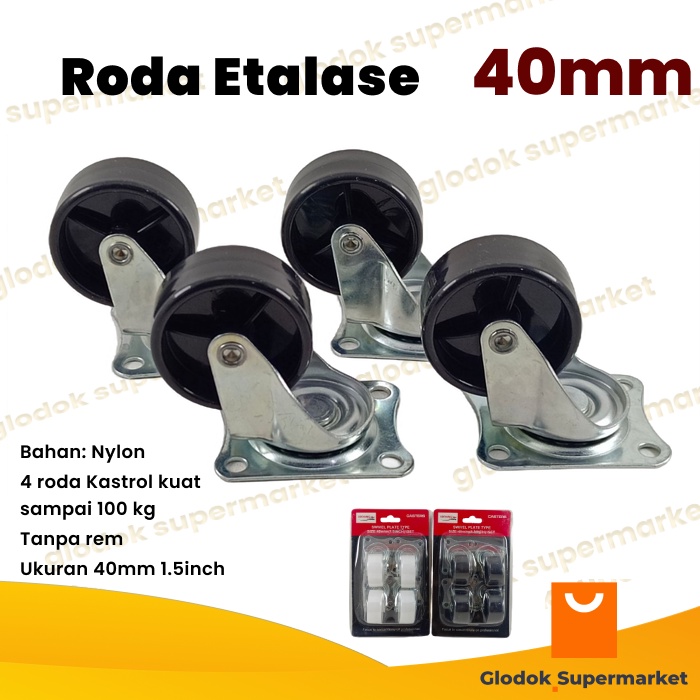 Roda Etalase Hidup Roda Caster Troly 40mm 1.5inch 4 pcs