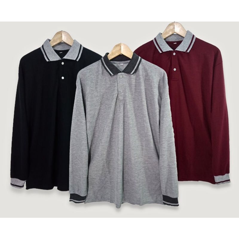 kaos kerah jumbo ld 130 / kaos wangky / kaos lengan panjang kerah pria jumbo bigsize