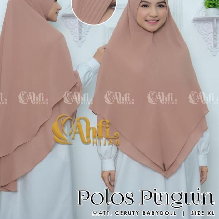 ❂ HIJAB KHIMAR CERUTY BABYDOLL MODEL PINGUIN POLOS SIZE XL JUMBO BY AHFI HIJAB/ANISAH HIJAB ❉