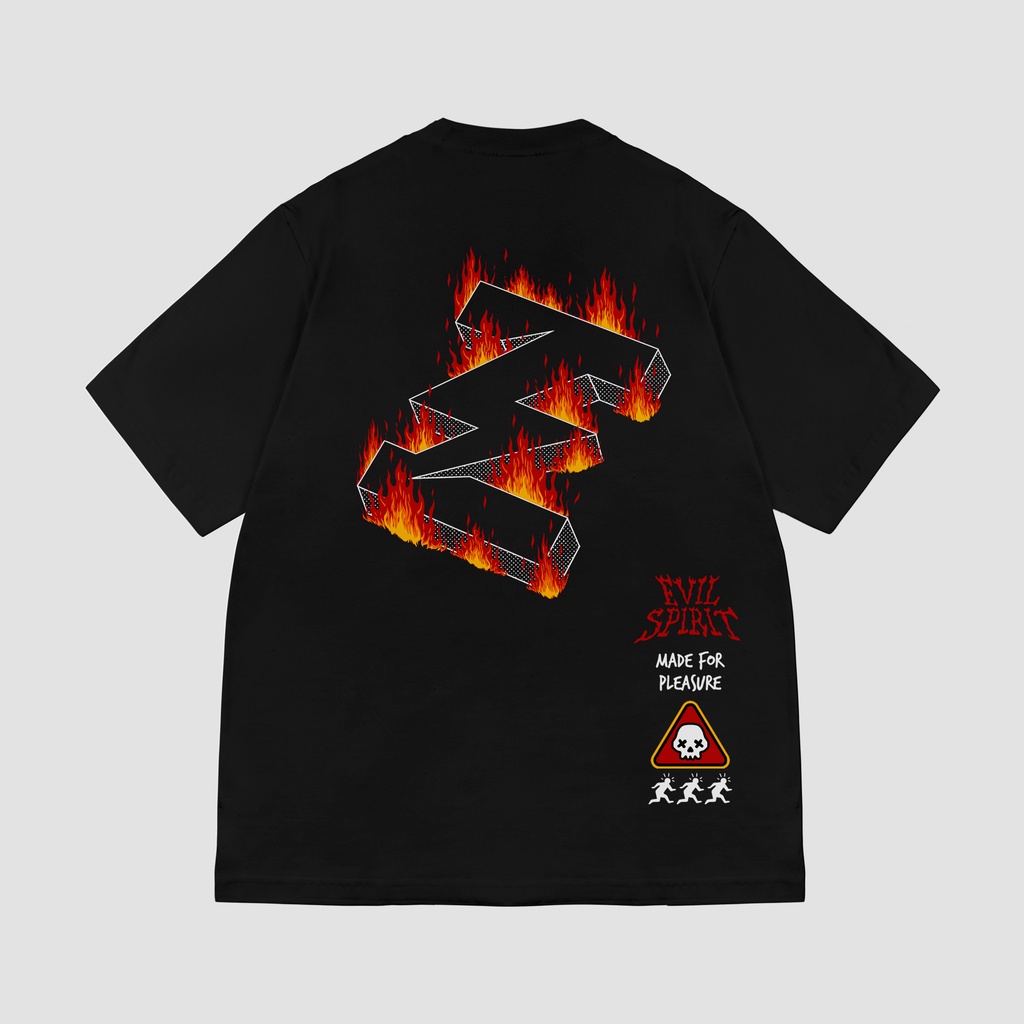 EVILSPIRIT KAOS OVERSIZE  - BREATHE FIRE BLACK UNISEX