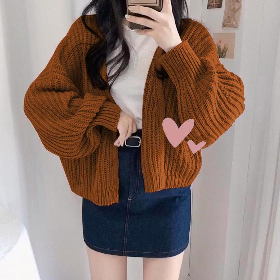 STOK TERBATAS TFS - Cardigan Outer Rajut Hazel Oversize Bigsize OOTD Jumbo Premium / Sweater Rajut /