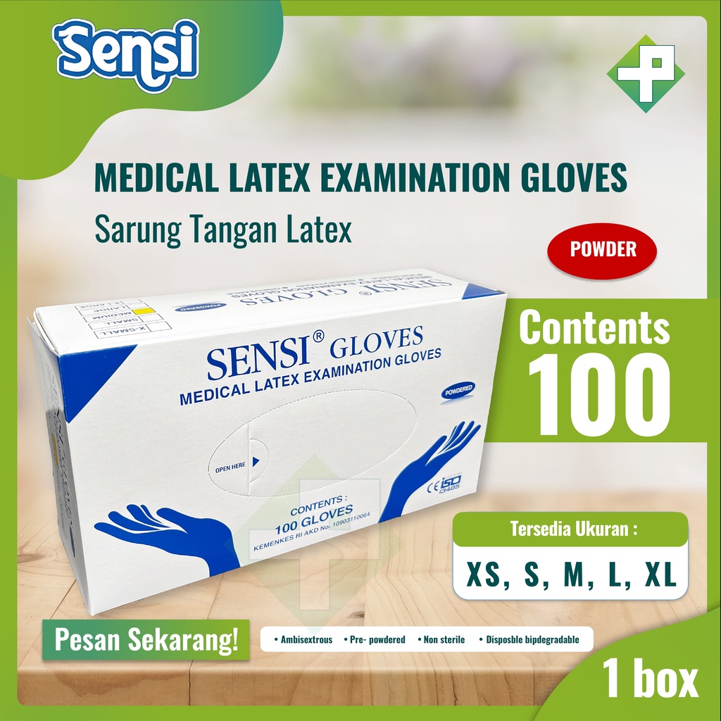 Sarung Tangan Sensi / Sensi Glove Latex (Powdered) Isi 100's