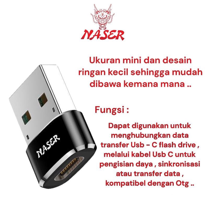 NASER OTG TYPE C USB NRO-05 / ADAPTER CONVERTER USB TYPE C USB NASER/PRODUK ORIGINAL